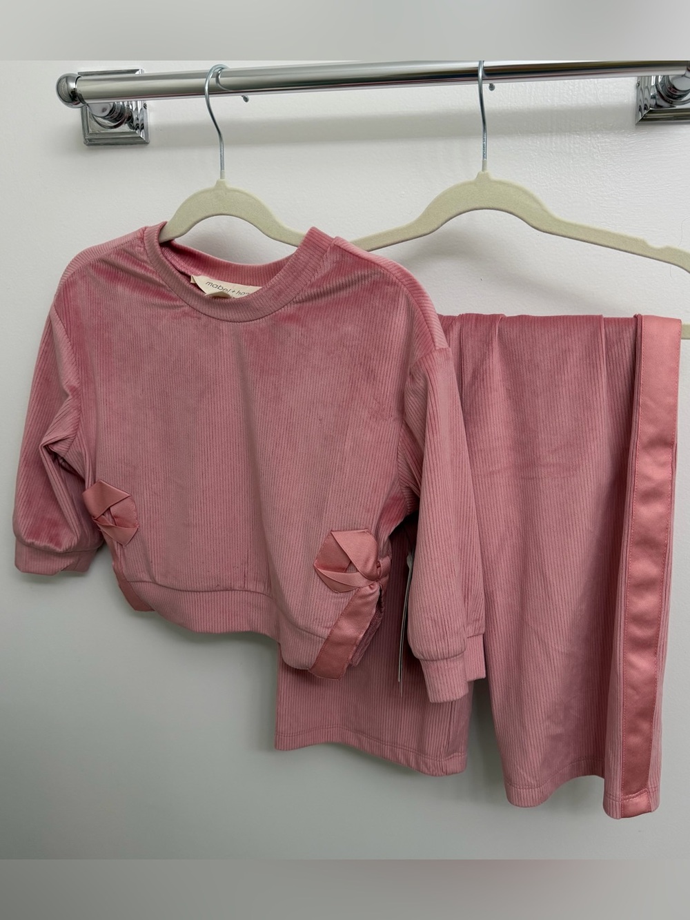 Mabel + honey | Pink Corduroy Matching Set with Satin Trim